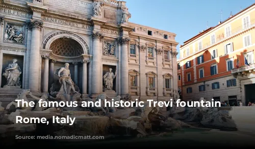 The famous and historic Trevi fountain in Rome, Italy