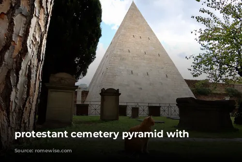 protestant cemetery pyramid with cat