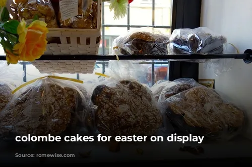 colombe cakes for easter on display