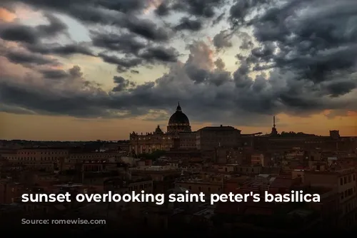 sunset overlooking saint peter's basilica