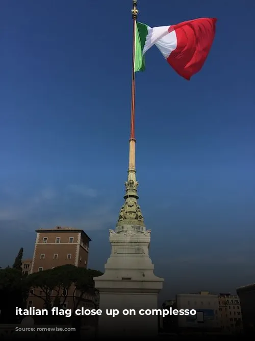 italian flag close up on complesso vittoriano