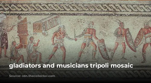 gladiators and musicians tripoli mosaic