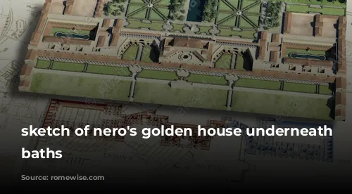 sketch of nero's golden house underneath trajan's baths