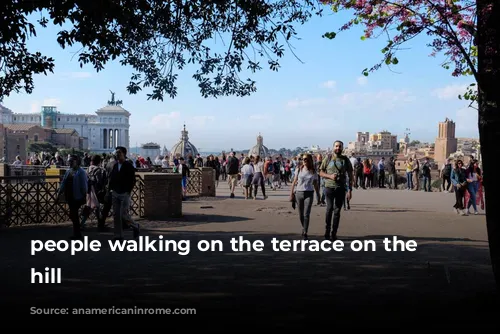 people walking on the terrace on the Palatine hill