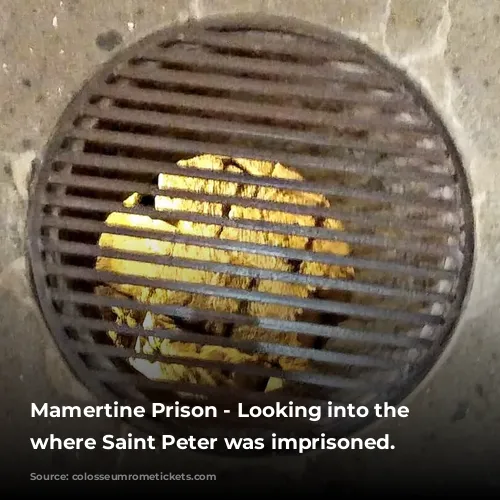 Mamertine Prison - Looking into the cell where Saint Peter was imprisoned.