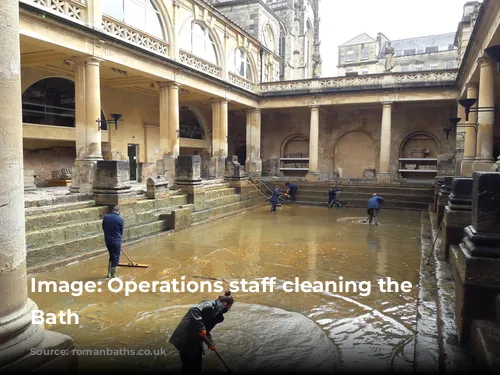 Image: Operations staff cleaning the Great Bath