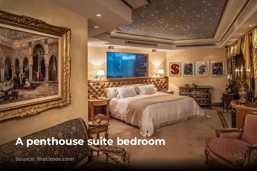 A penthouse suite bedroom