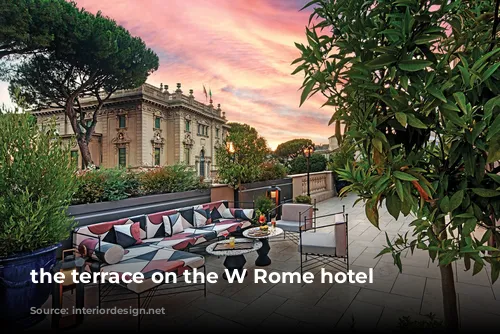 the terrace on the W Rome hotel