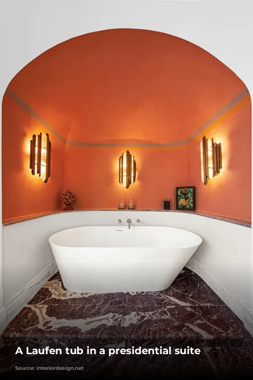 A Laufen tub in a presidential suite bathroom. 