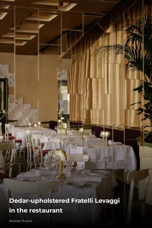 Dedar-upholstered Fratelli Levaggi chairs in the restaurant