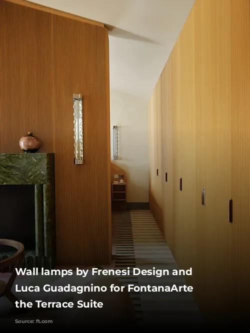 Wall lamps by Frenesi Design and Studio Luca Guadagnino for FontanaArte in the Terrace Suite