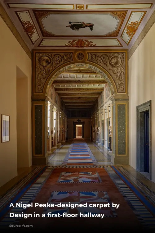 A Nigel Peake-designed carpet by Chi Design in a first-floor hallway