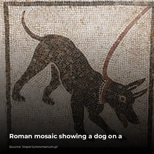 Roman mosaic showing a dog on a leash