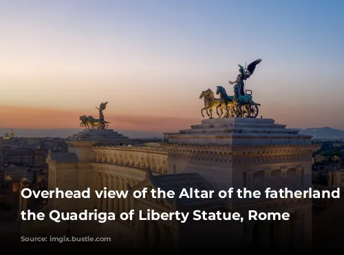 Overhead view of the Altar of the fatherland with the Quadriga of Liberty Statue, Rome