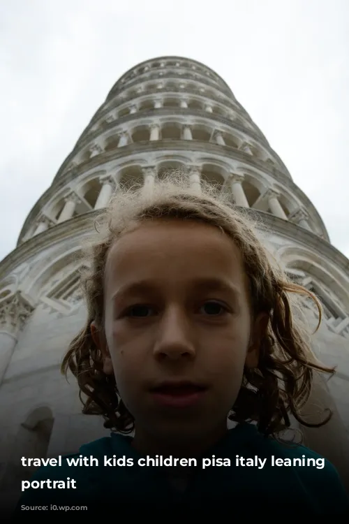 travel with kids children pisa italy leaning tower portrait