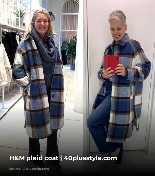 H&M plaid coat | 40plusstyle.com