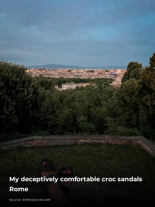 My deceptively comfortable croc sandals in Rome