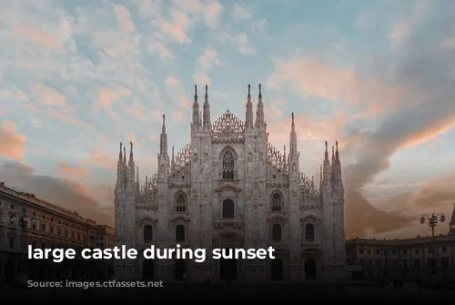 large castle during sunset