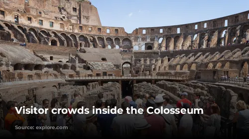 Visitor crowds inside the Colosseum