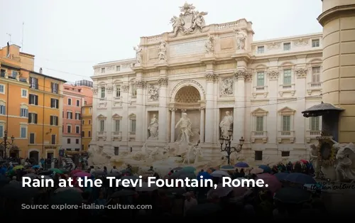 Rain at the Trevi Fountain, Rome.