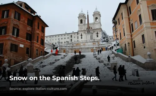 Snow on the Spanish Steps.