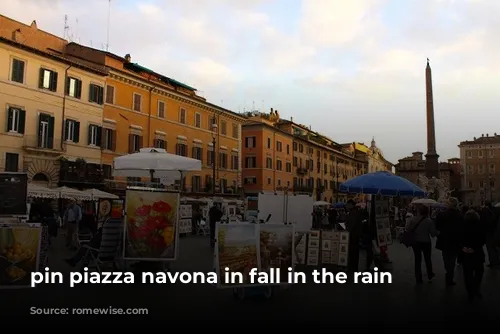 pin piazza navona in fall in the rain