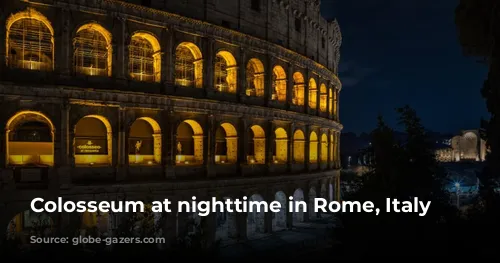 Colosseum at nighttime in Rome, Italy