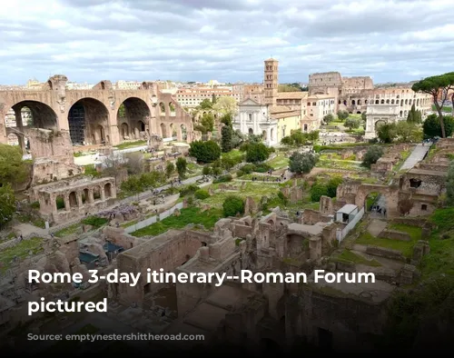 Rome 3-day itinerary--Roman Forum is pictured