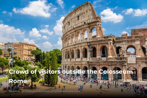 Crowd of visitors outside the Colosseum in Rome