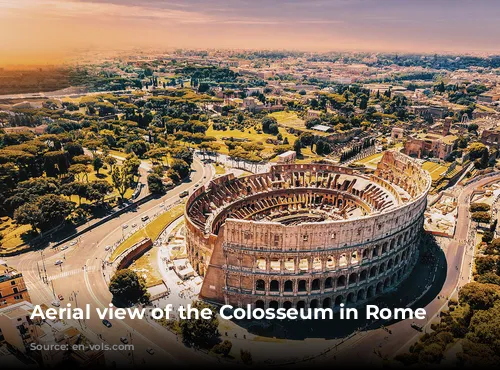 Aerial view of the Colosseum in Rome