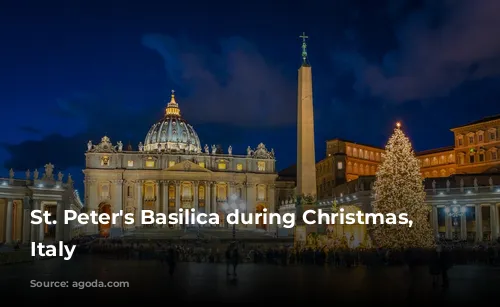 St. Peter's Basilica during Christmas, Rome, Italy