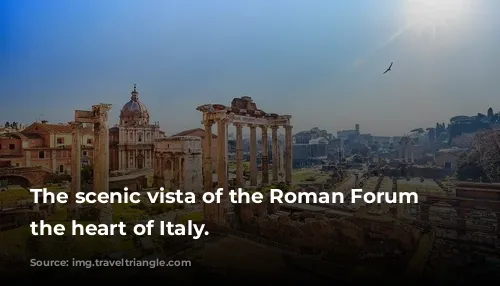 The scenic vista of the Roman Forum in the heart of Italy.