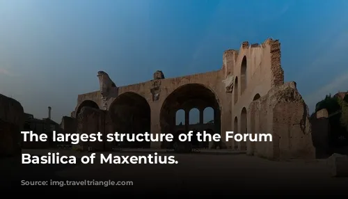 The largest structure of the Forum is Basilica of Maxentius.