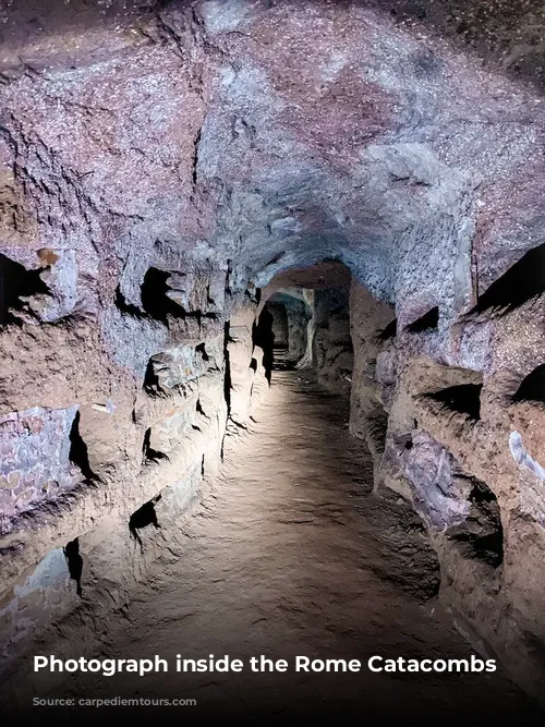 Photograph inside the Rome Catacombs